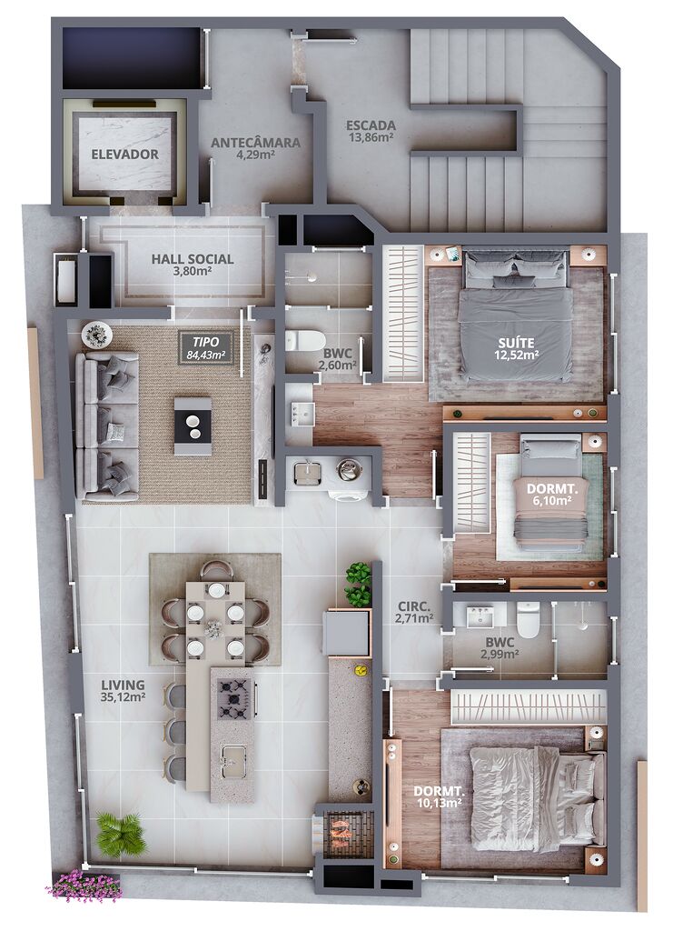 Apartamento, 3 quartos, 84 m² - Foto 2