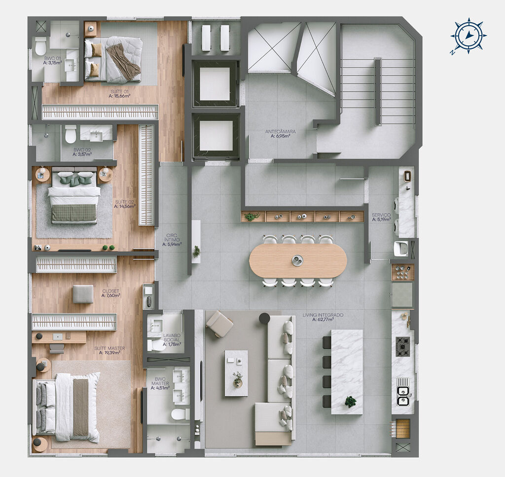 Apartamento, 3 quartos, 163 m² - Foto 2
