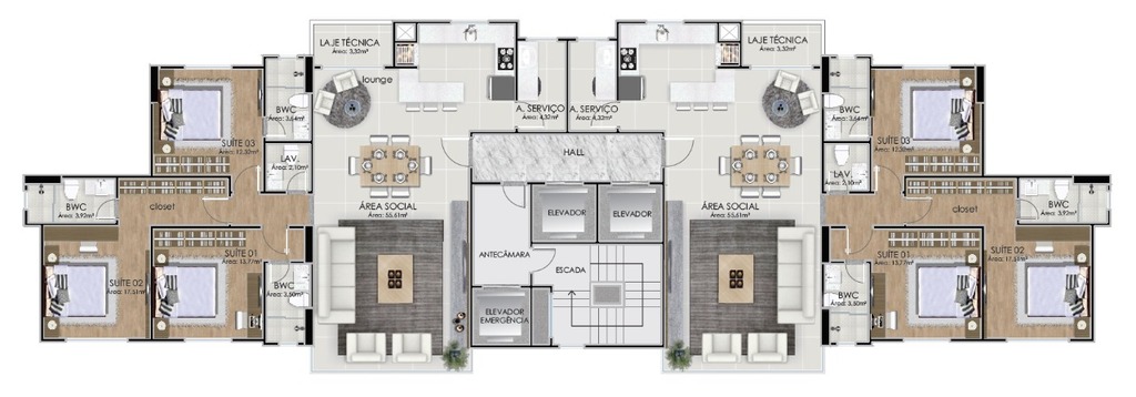 Apartamento, 3 quartos, 135 m² - Foto 2