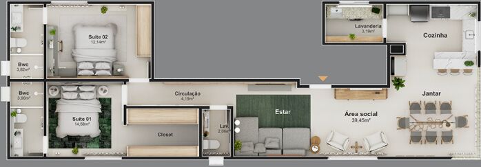 Apartamento, 2 quartos, 93 m² - Foto 1