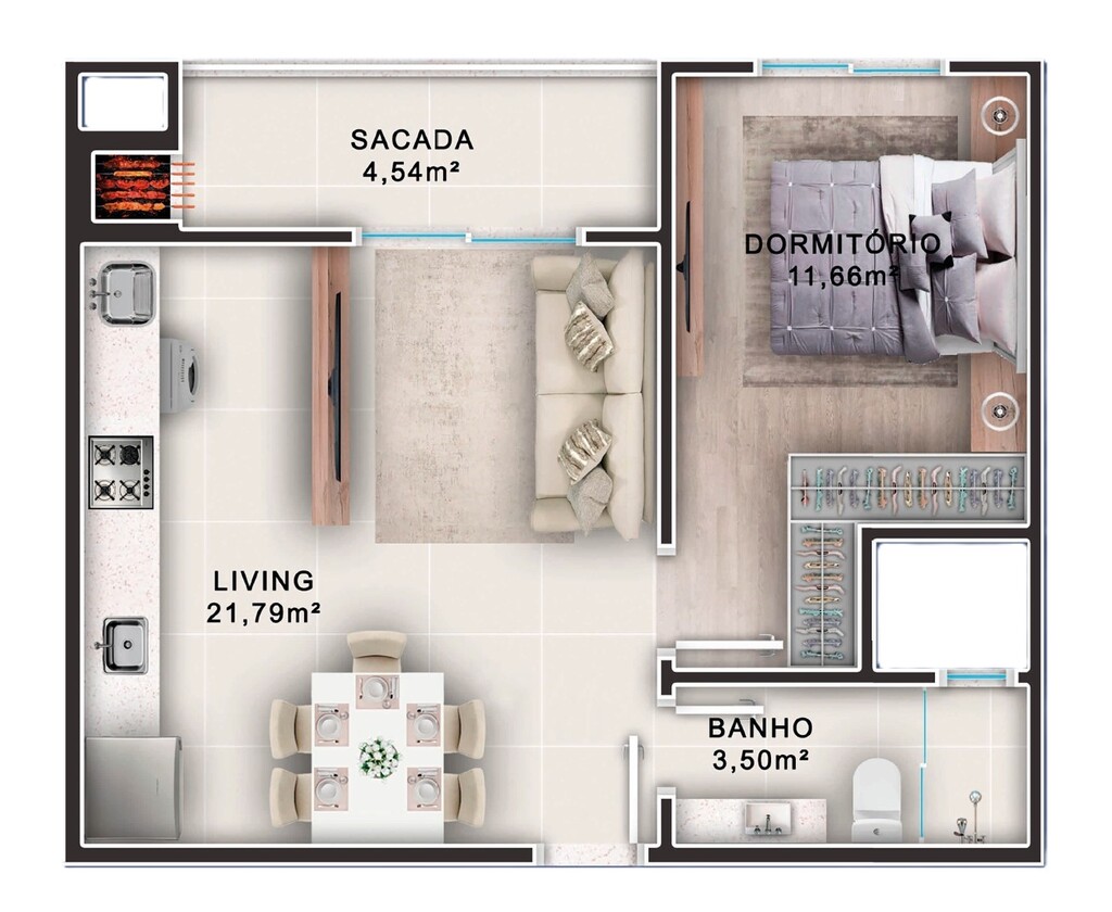 Apartamento, 2 quartos, 60 m² - Foto 1