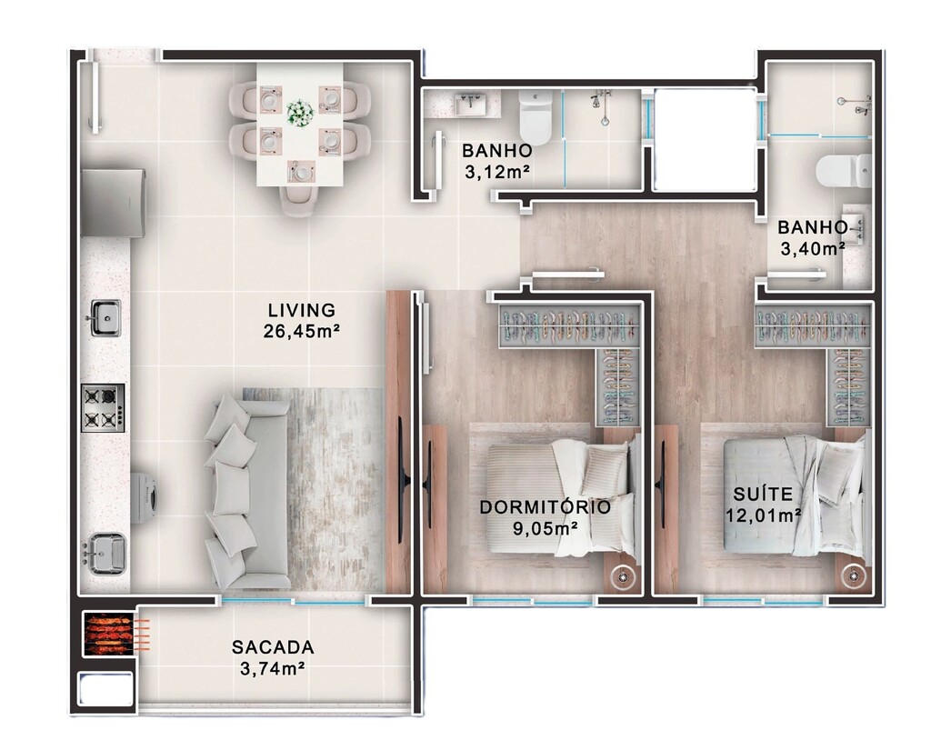 Apartamento, 2 quartos, 75 m² - Foto 4