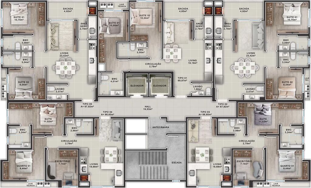 Apartamento, 2 quartos, 69 m² - Foto 2
