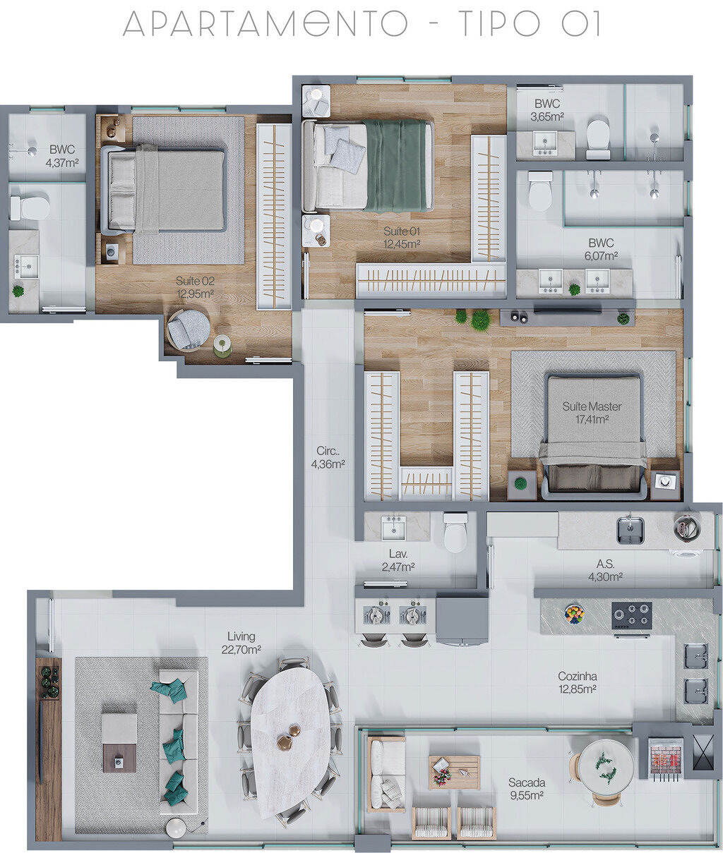 Apartamento, 3 quartos, 125 m² - Foto 2