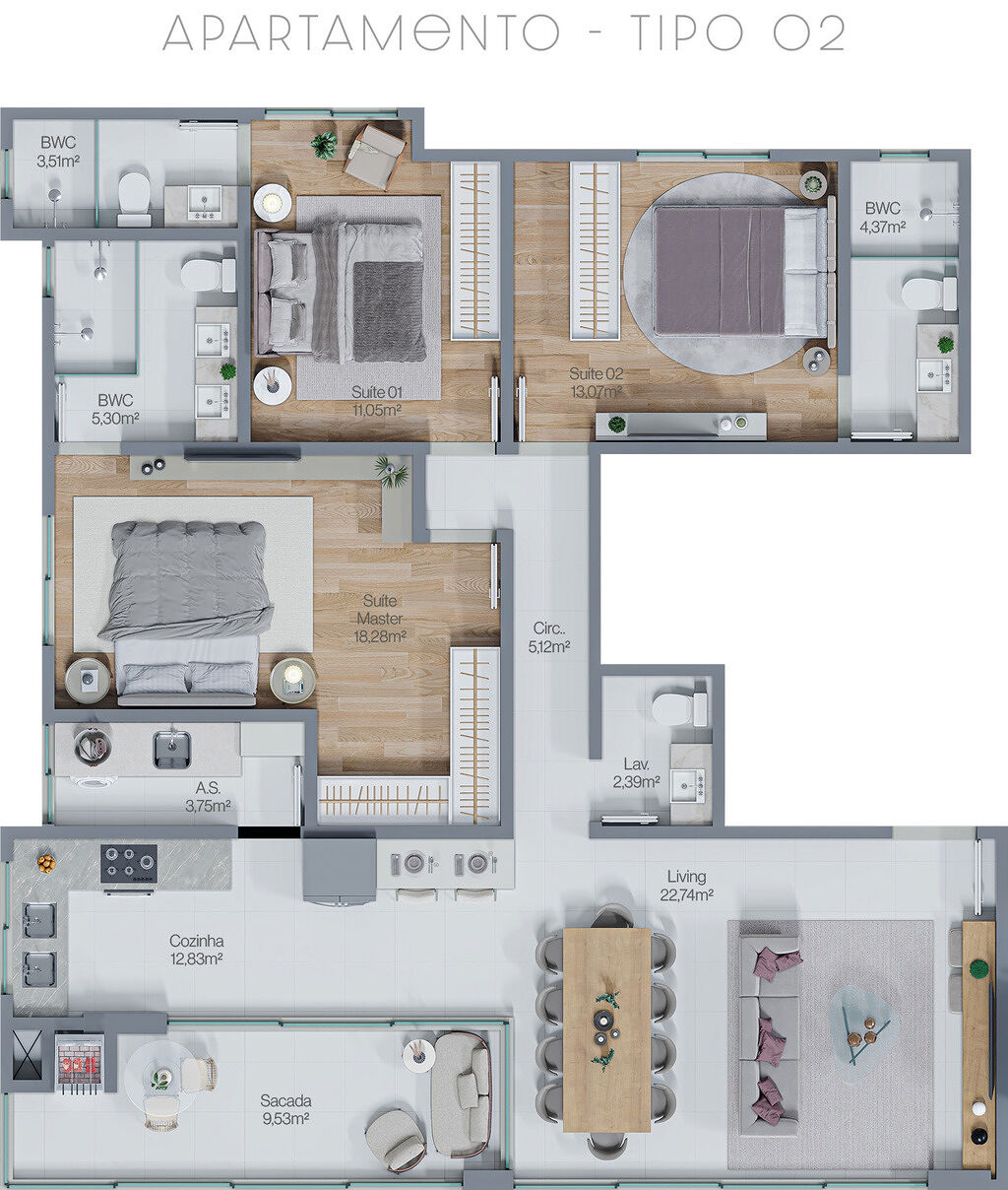Apartamento, 3 quartos, 125 m² - Foto 3