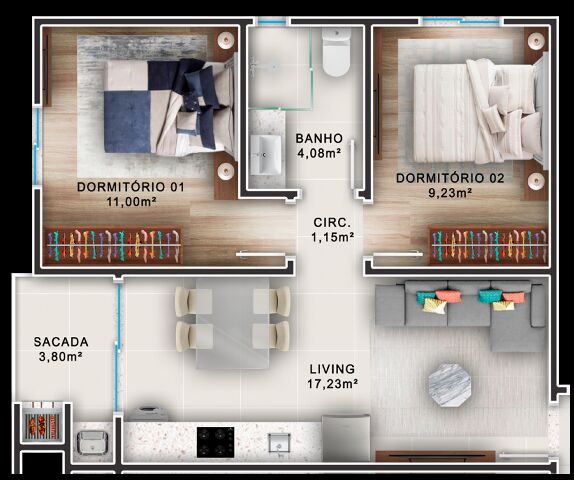 Apartamento, 57 m² - Foto 3