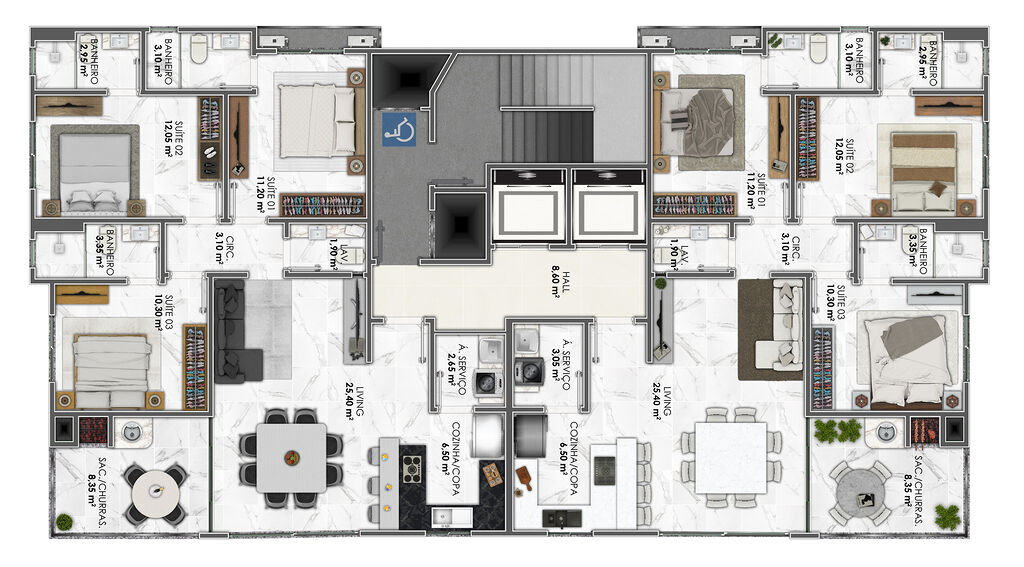 Apartamento, 3 quartos, 104 m² - Foto 2