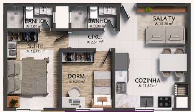 Apartamento, 2 quartos, 61 m² - Foto 1