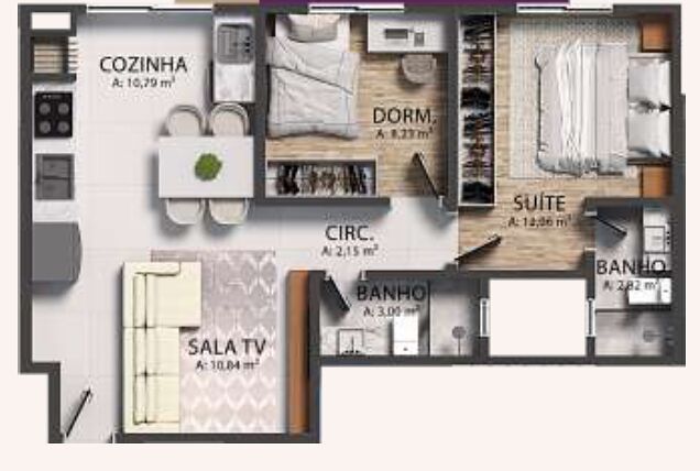 Apartamento, 2 quartos, 61 m² - Foto 2