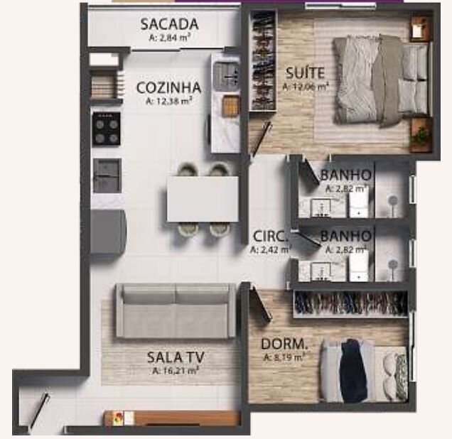 Apartamento, 2 quartos, 61 m² - Foto 4