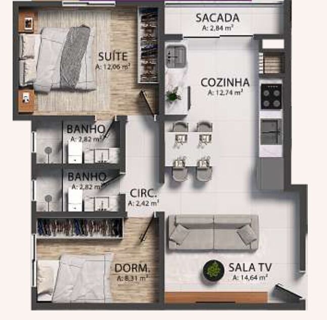 Apartamento, 2 quartos, 61 m² - Foto 5