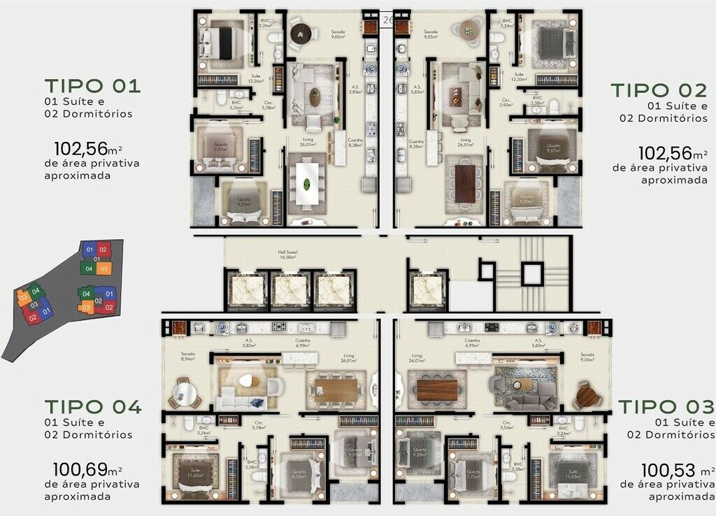 Apartamento, 3 quartos, 100 m² - Foto 2