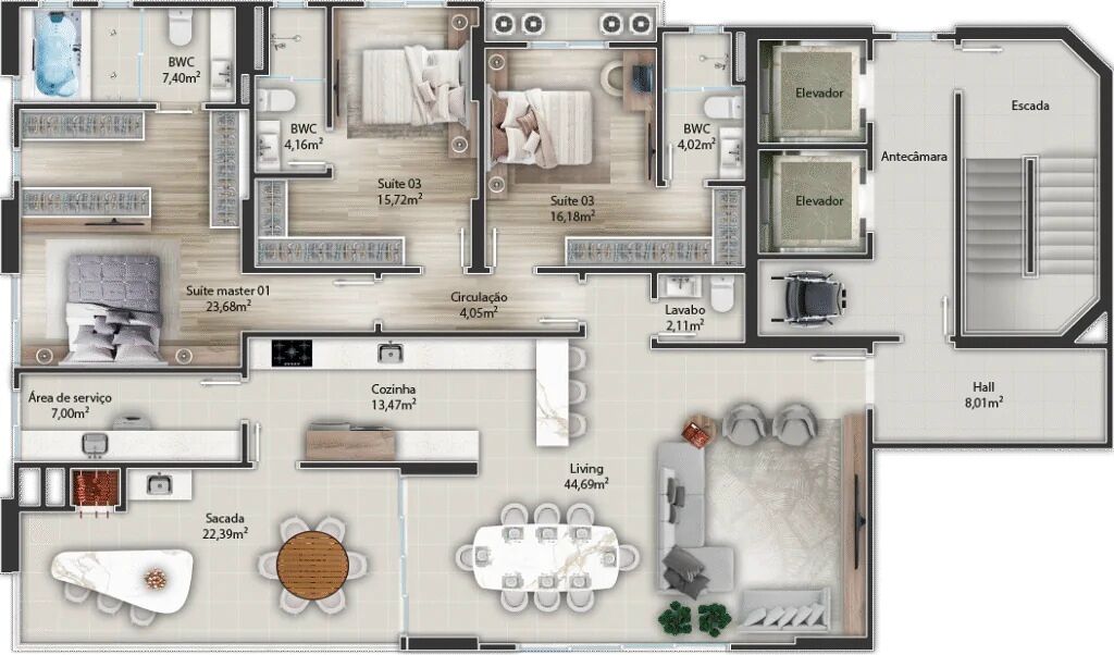 Apartamento, 3 quartos, 184 m² - Foto 2