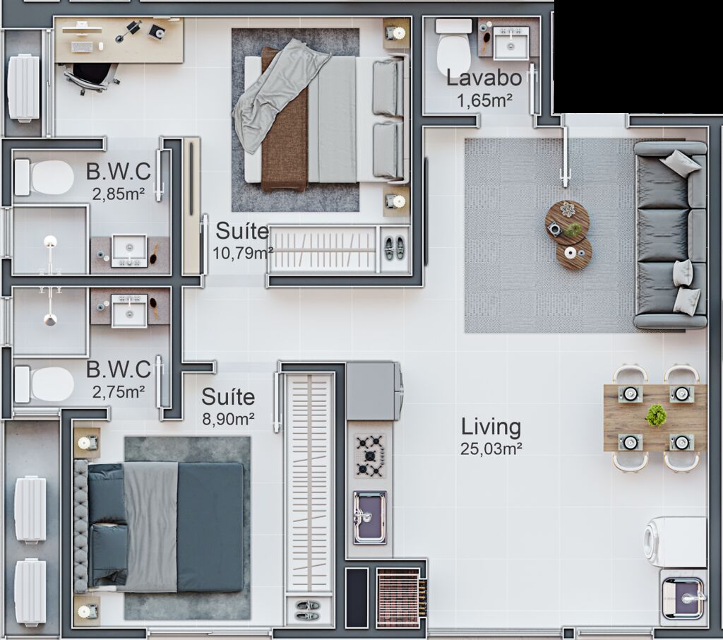 Apartamento, 2 quartos, 60 m² - Foto 3