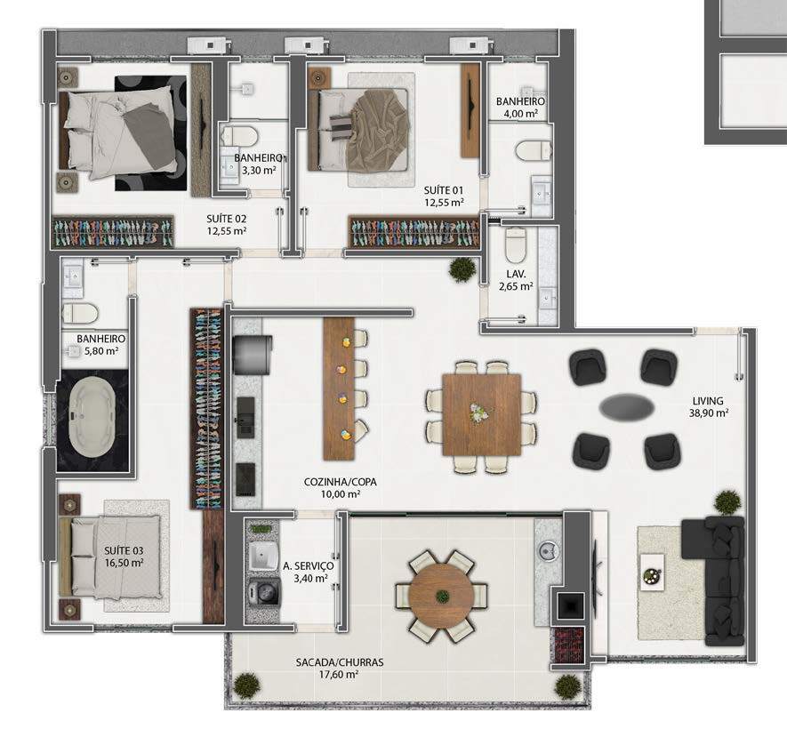 Apartamento, 4 quartos, 182 m² - Foto 2