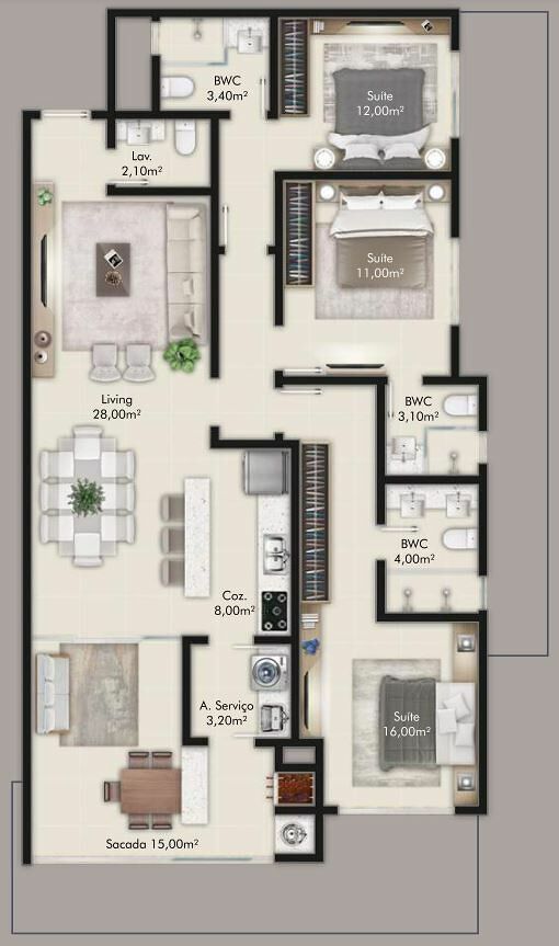 Apartamento, 3 quartos, 111 m² - Foto 1