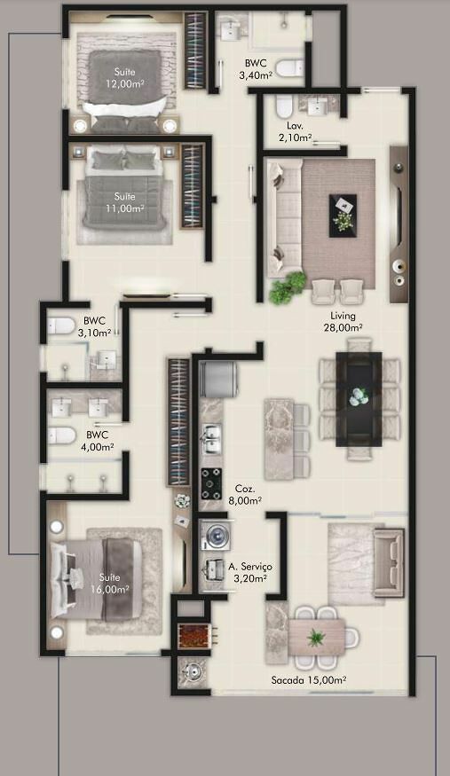 Apartamento, 3 quartos, 111 m² - Foto 2