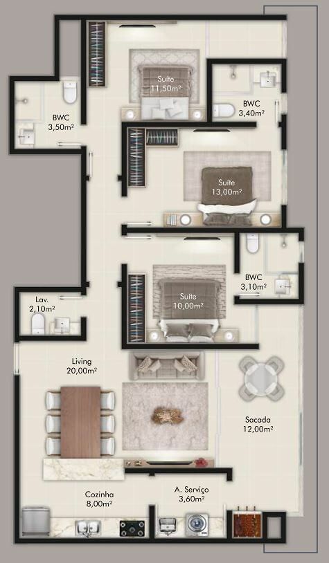 Apartamento, 3 quartos, 111 m² - Foto 3
