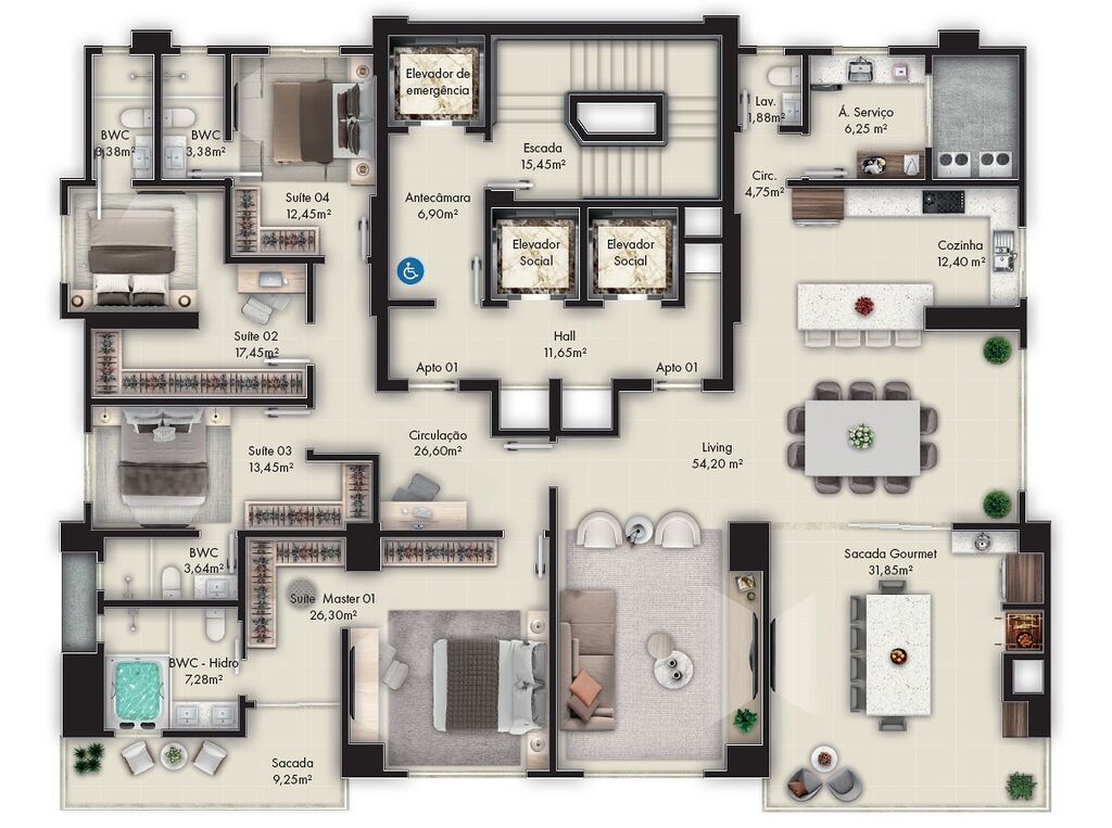 Apartamento, 4 quartos, 259 m² - Foto 3