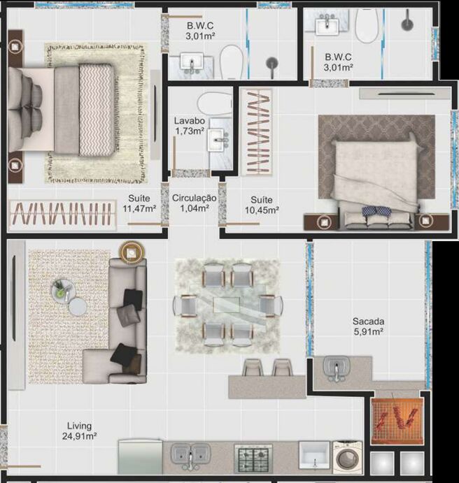 Apartamento, 3 quartos, 68 m² - Foto 3
