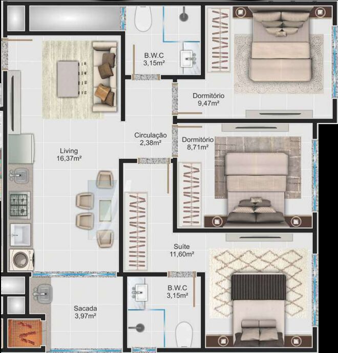 Apartamento, 3 quartos, 68 m² - Foto 4