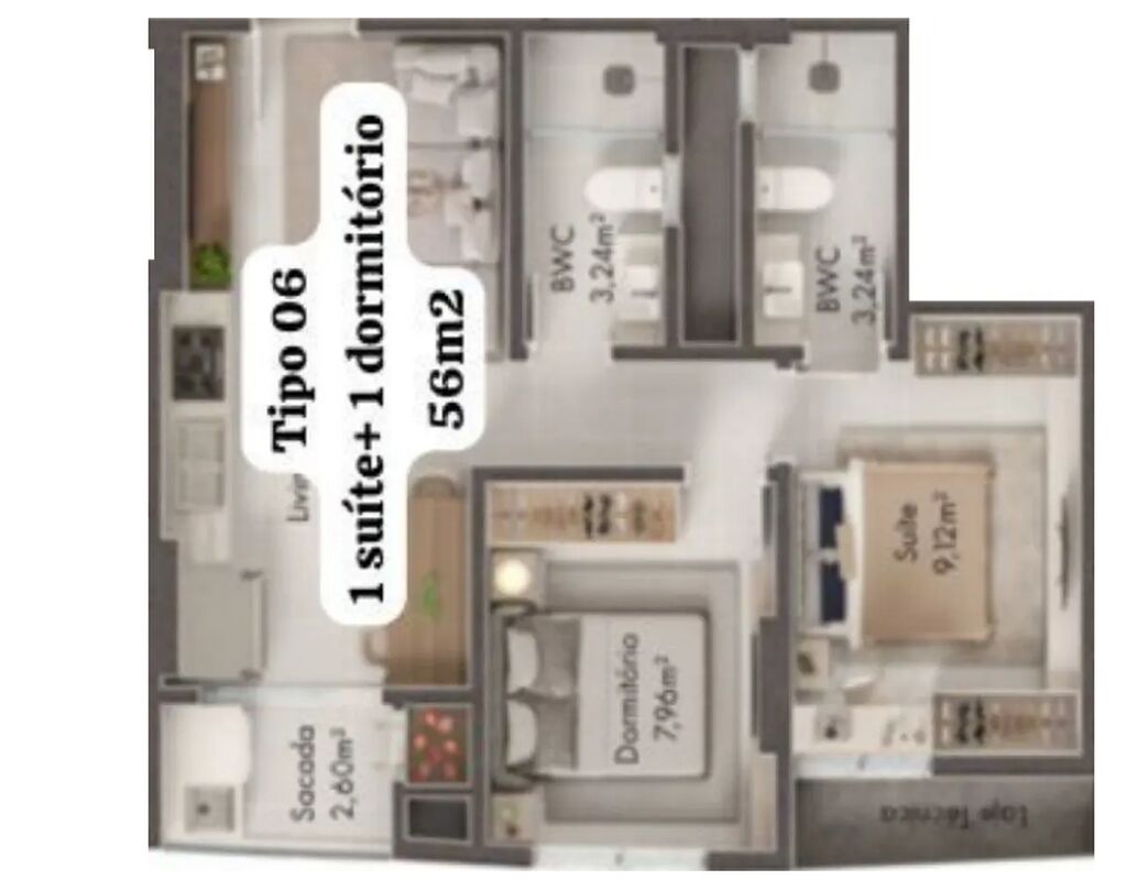 Apartamento, 2 quartos, 68 m² - Foto 1