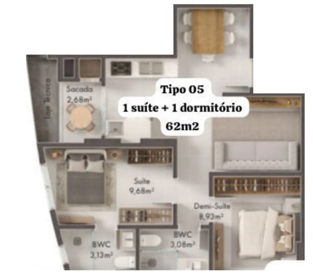 Apartamento, 2 quartos, 68 m² - Foto 2