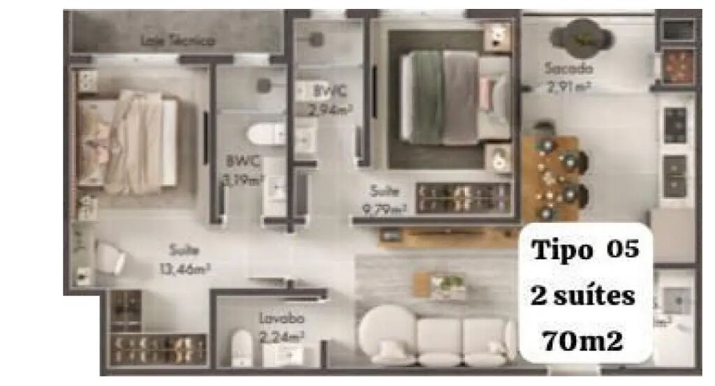 Apartamento, 2 quartos, 68 m² - Foto 8