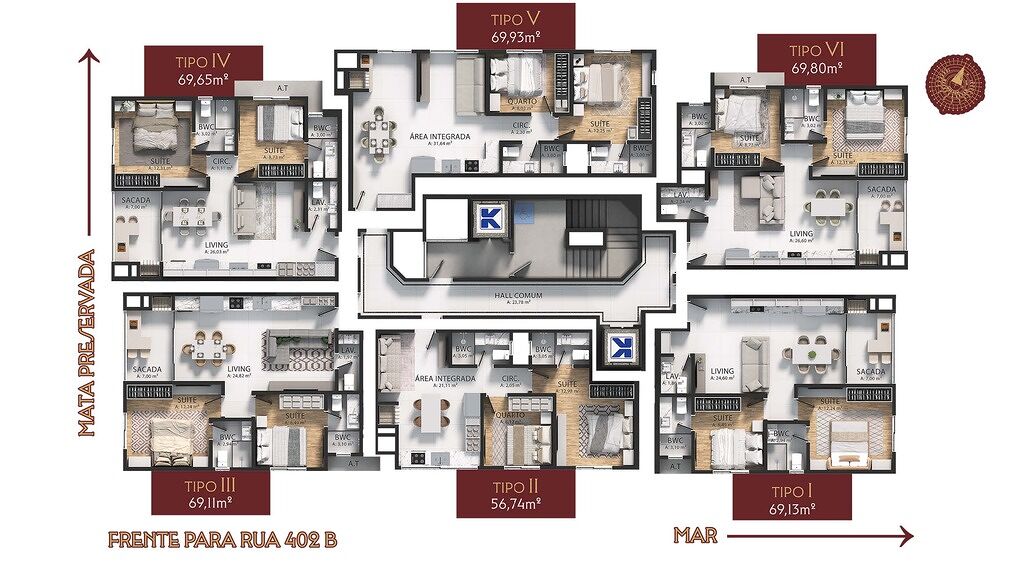 Apartamento, 2 quartos, 56 m² - Foto 1