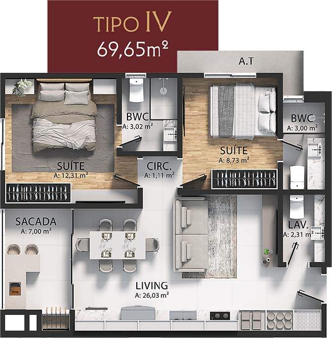 Apartamento, 2 quartos, 56 m² - Foto 5