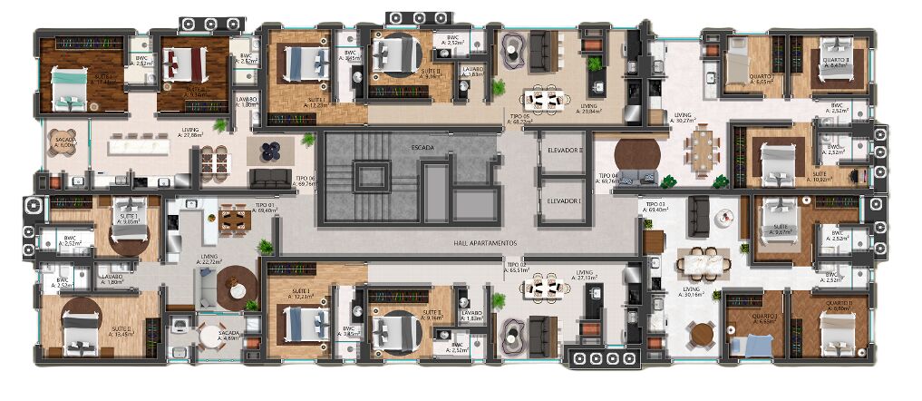 Apartamento, 3 quartos, 69 m² - Foto 1