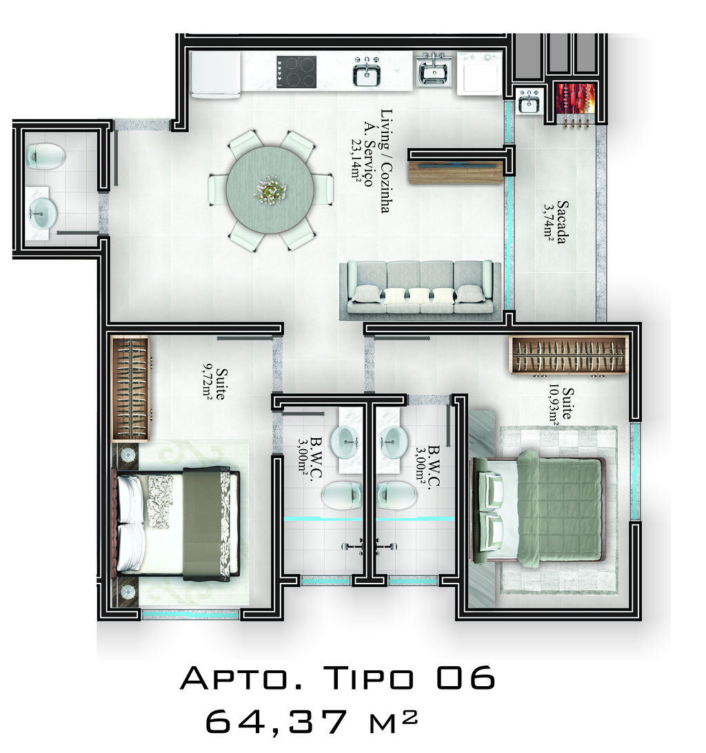 Apartamento, 2 quartos, 64 m² - Foto 6