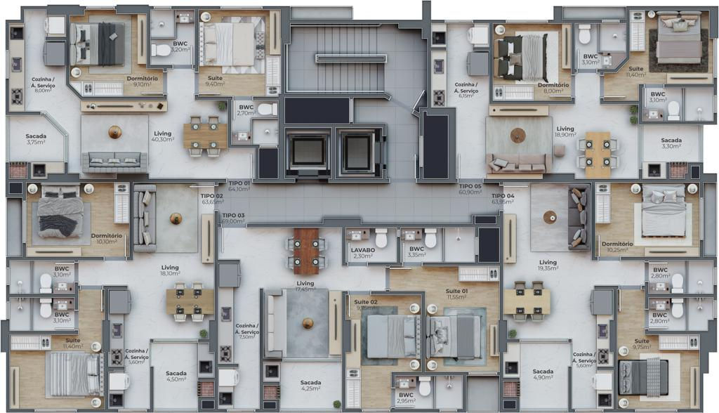 Apartamento, 2 quartos, 60 m² - Foto 2