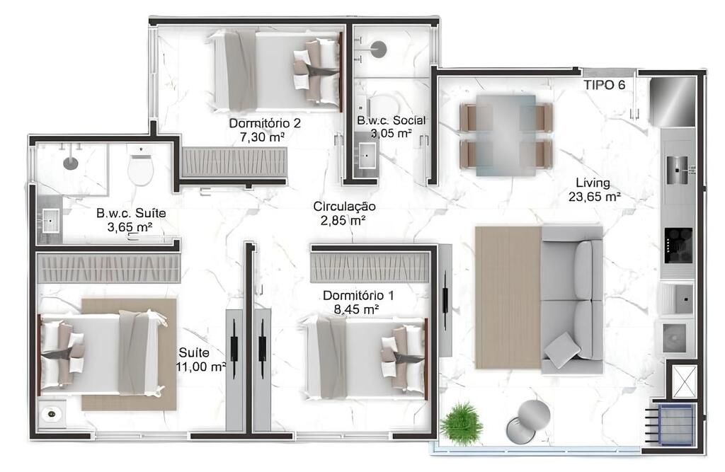 Apartamento, 69 m² - Foto 1