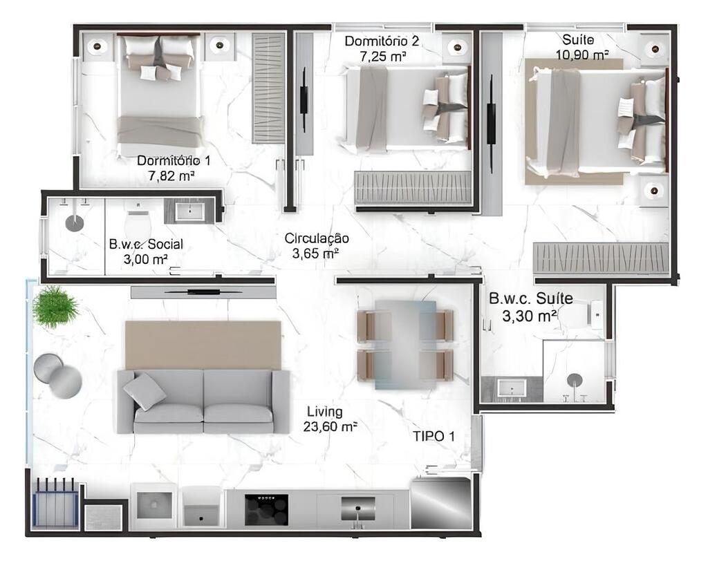 Apartamento, 69 m² - Foto 2