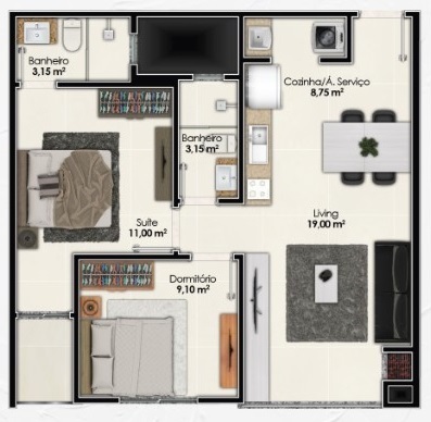 Apartamento, 2 quartos, 66 m² - Foto 6