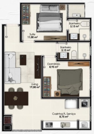 Apartamento, 2 quartos, 66 m² - Foto 8