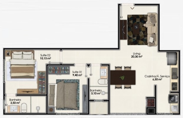 Apartamento, 2 quartos, 66 m² - Foto 9