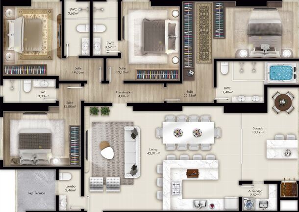 Apartamento, 3 quartos, 165 m² - Foto 3