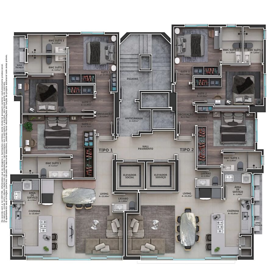 Apartamento, 3 quartos, 100 m² - Foto 2