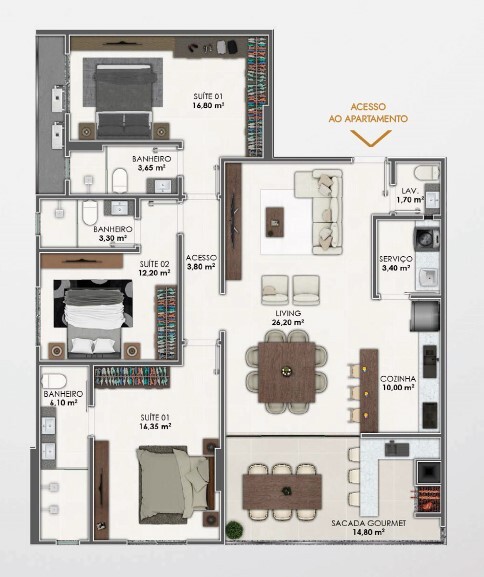 Apartamento, 3 quartos, 141 m² - Foto 3