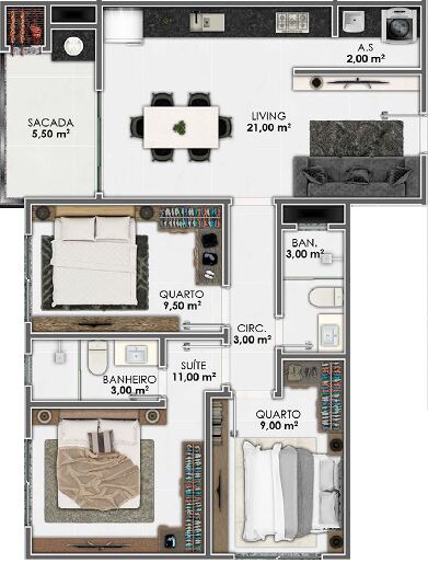 Apartamento, 2 quartos, 65 m² - Foto 6