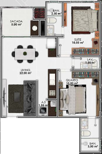 Apartamento, 2 quartos, 65 m² - Foto 3