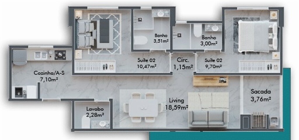 Apartamento, 69 m² - Foto 7