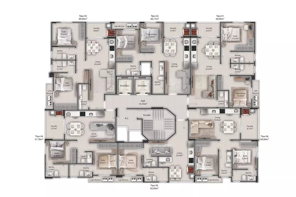 Apartamento, 2 quartos, 61 m² - Foto 2