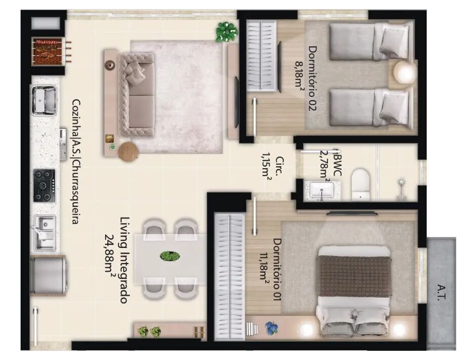 Apartamento, 2 quartos, 54 m² - Foto 4