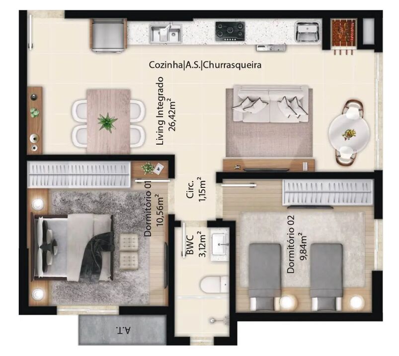 Apartamento, 2 quartos, 54 m² - Foto 6
