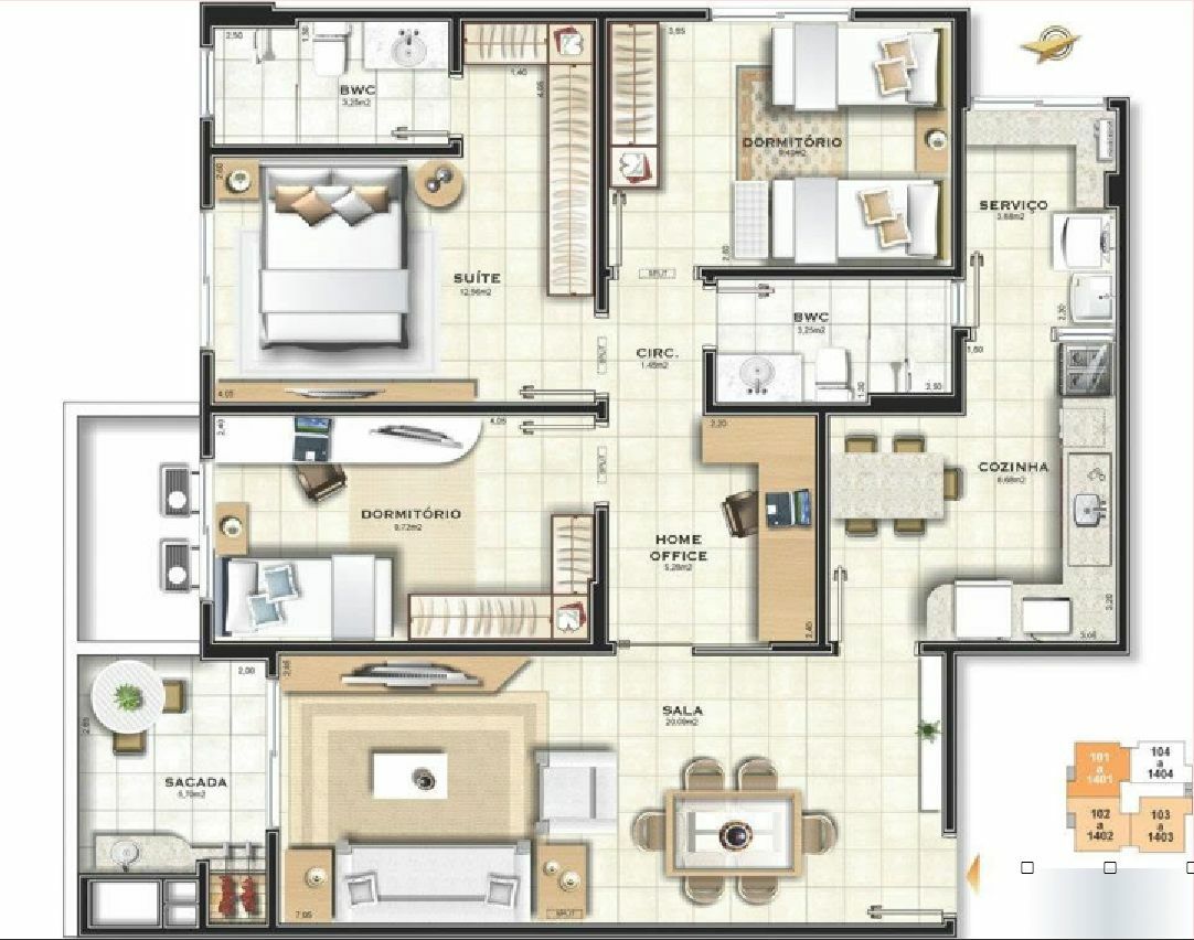 Apartamento, 3 quartos, 94 m² - Foto 1