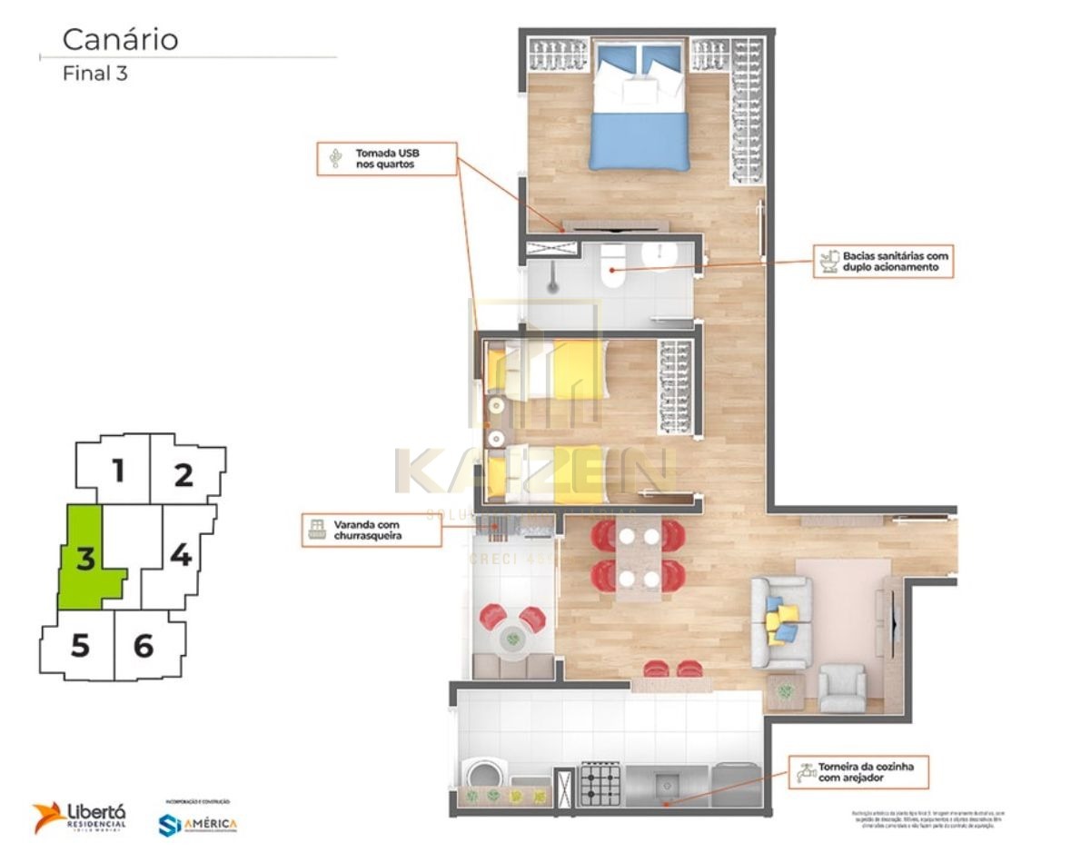 Apartamento, 2 quartos, 56 m² - Foto 2